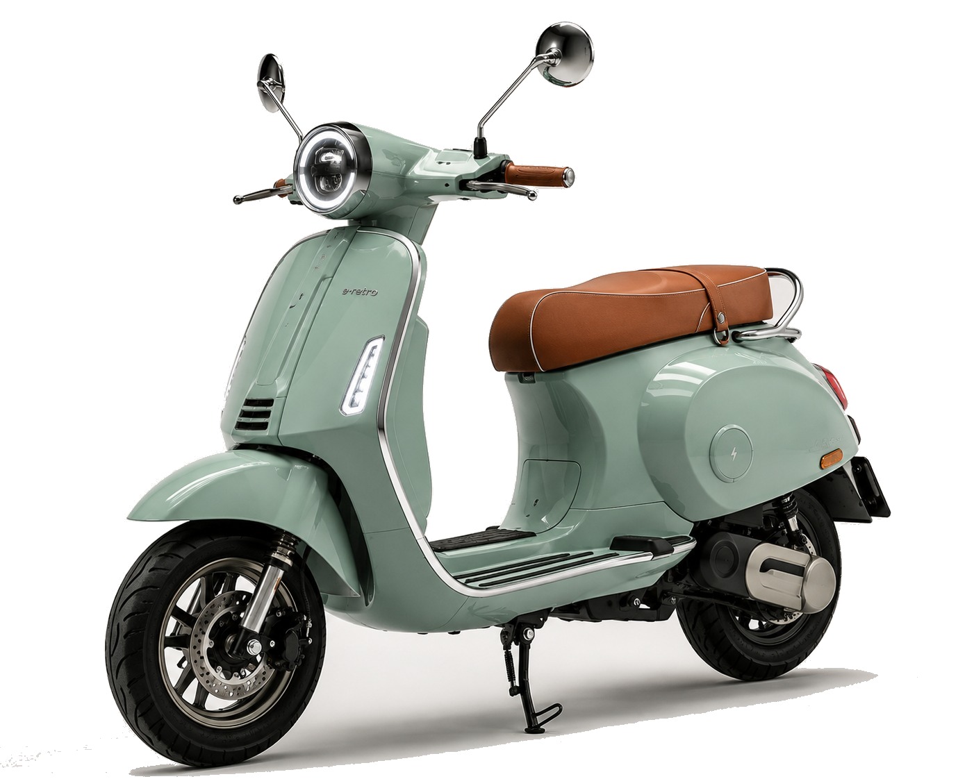 Scooter électrique rétro vert menthe — véhicule électrique 2 roues